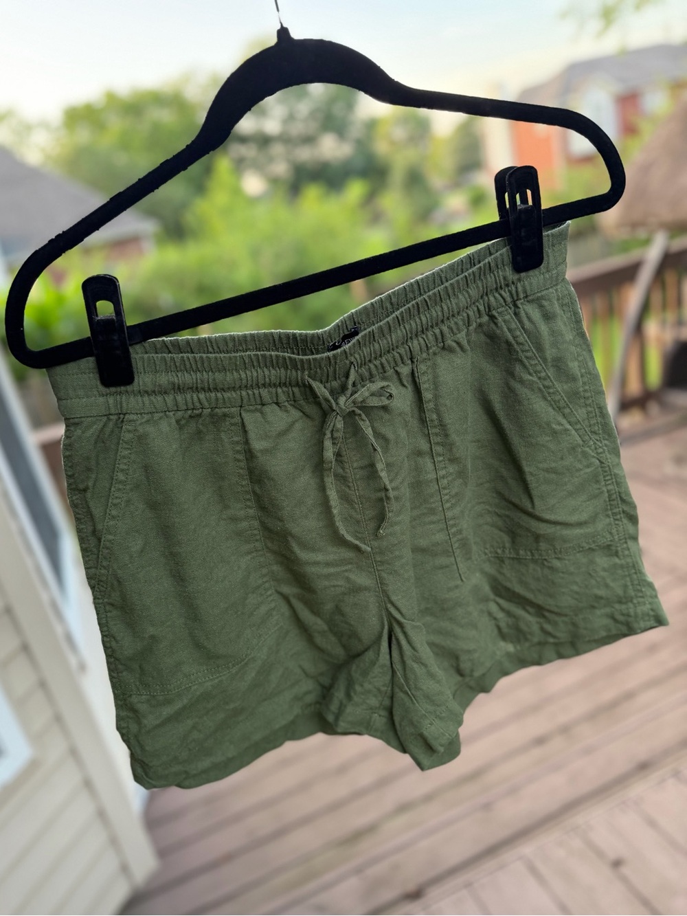 J. Crew - Olive Green Linen Blend Drawstring Shorts